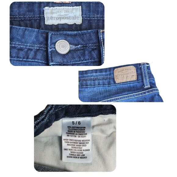 Aeropostale Jean Shorts Cuffed Bermuda Dark Wash Womens Size 5/6 Summer Beachy - Picture 3 of 5